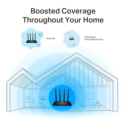 Tp link wi-fi Router full gigabit  wifi AC1200 Archer C6 mesh wifi speed up to 867 Mbps at 5 GHz and 400 Mbps at 2.4 GHz band with access point mode 