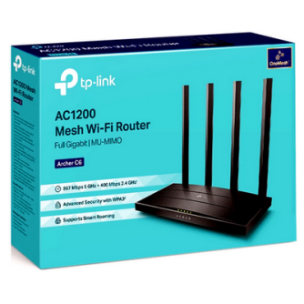Tp link wi-fi Router full gigabit  wifi AC1200 Archer C6 mesh wifi speed up to 867 Mbps at 5 GHz and 400 Mbps at 2.4 GHz band with access point mode 