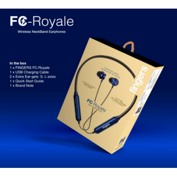 FINGERS FC-Royale Bluetooth Wireless Neckband in Ear Earphones with Built in Mic (Royal Blue) spectacular playback 20hours 